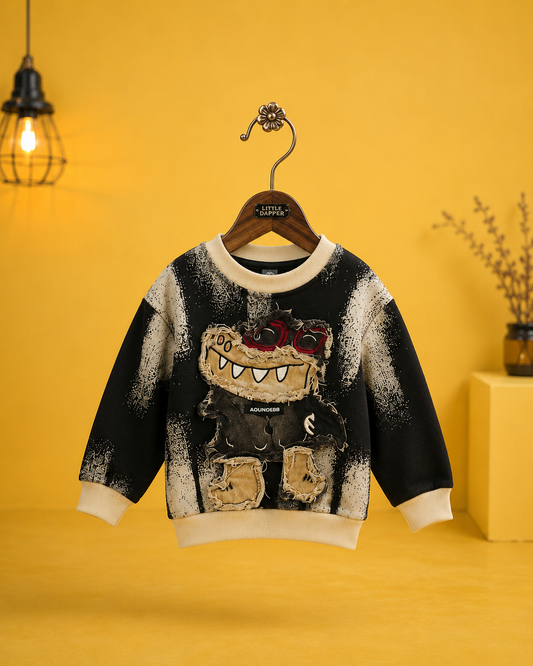 Boys Monster Patch Sweatshirt | Premium Korean Style Full Sleeve Winter Sweatshirt | 1-6 Years