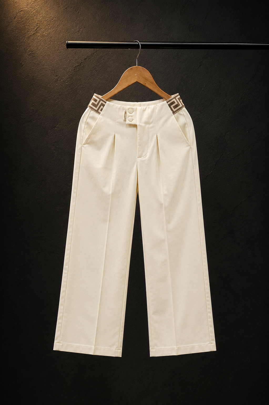 Girls Premium Wide Leg Cream Trousers | Korean Style Smart Fit Pant (4–11 Years)