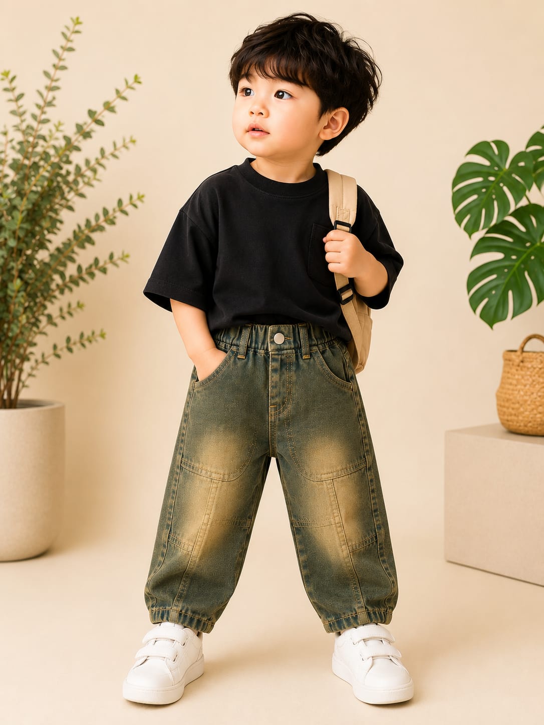WANSTER Kids Vintage Green Baggy Jeans | Premium Denim | 4 Months–2/3 Years