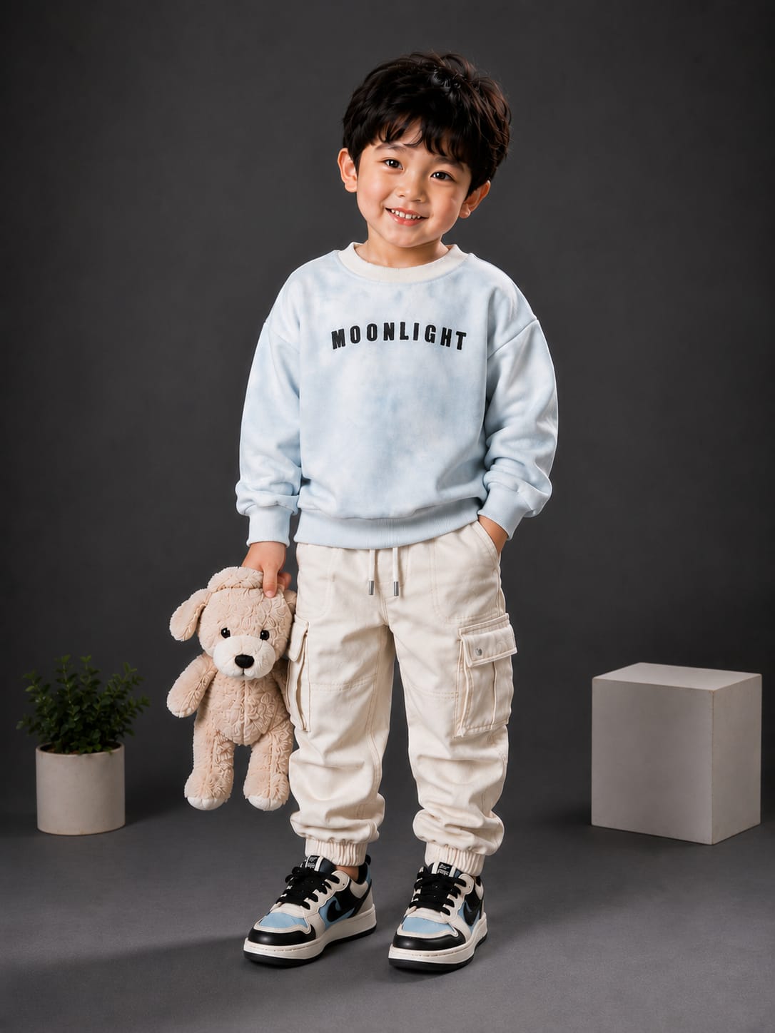 Kids Moonlight Printed Fleece Sweatshirt | Sky Blue | Soft Winter Wear | 1–5 Years