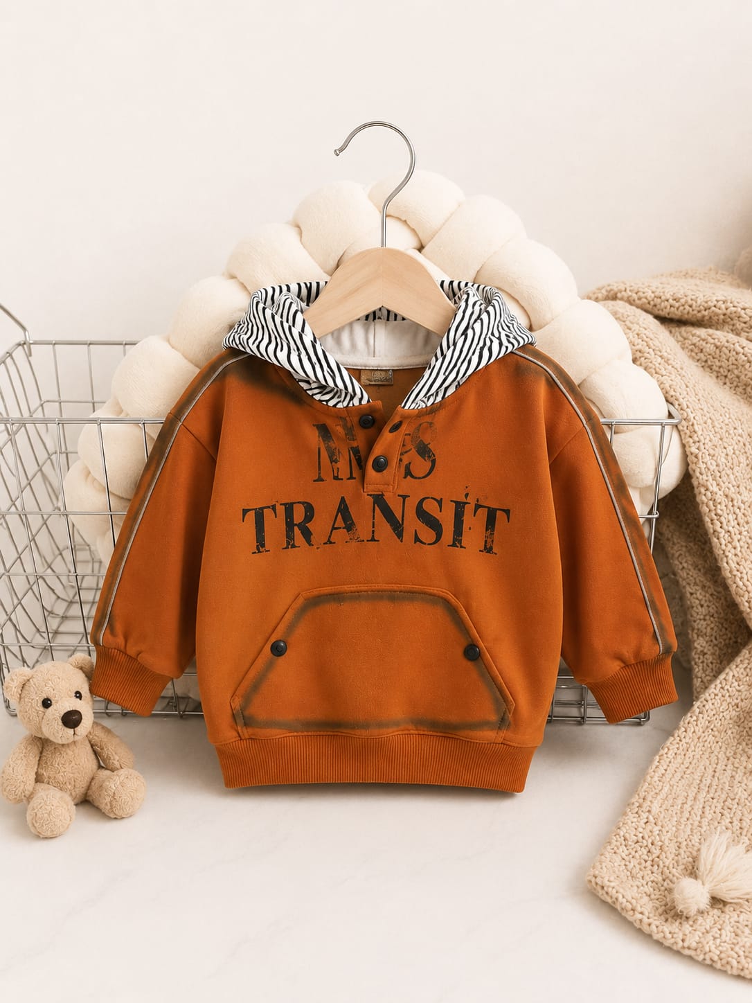 Kids MS Transit Printed Sweatshirt | Rust Orange | 1–5 Years