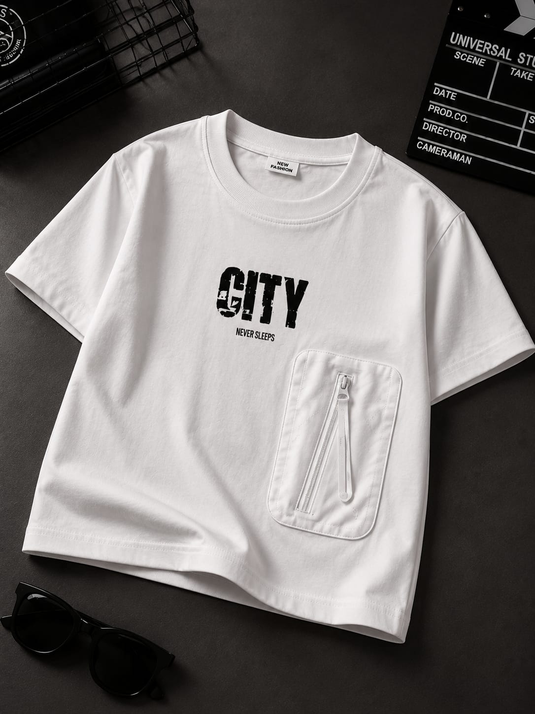 Boys Premium Utility Pocket T-Shirt | White | Half Sleeve | 5–9 Years