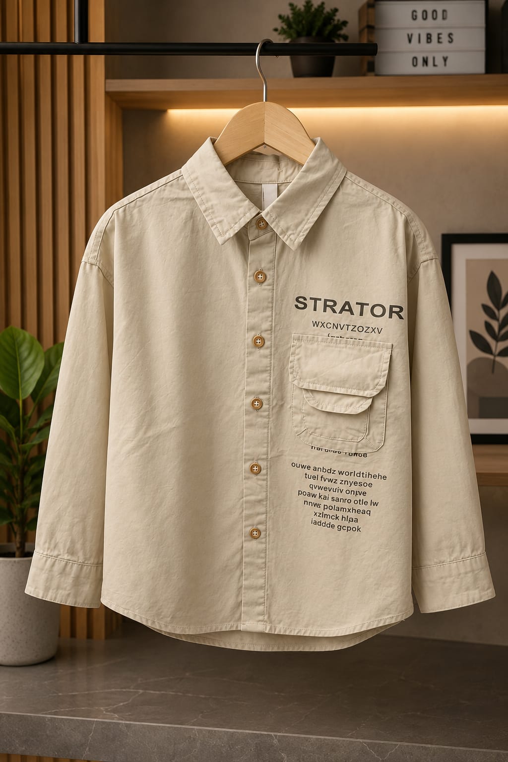 Boys Beige Utility Pocket Casual Shirt | Premium Cotton Blend | 2–7 Years