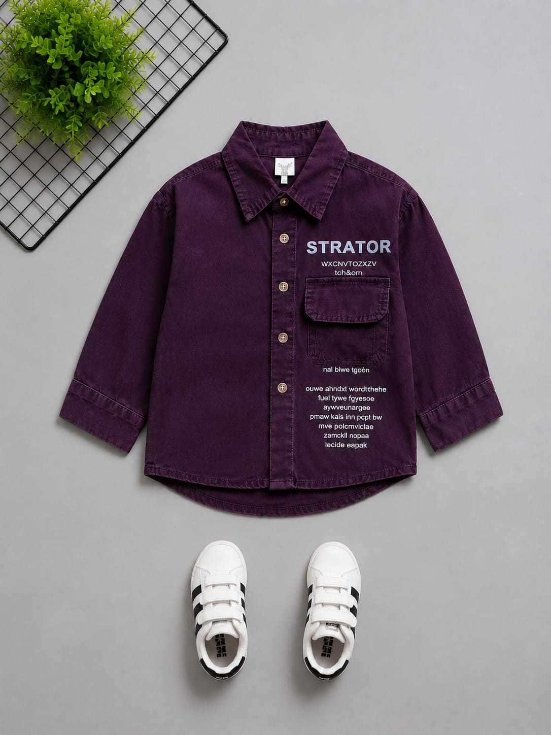 BOYS PREMIUM PURPLE COTTON PRINTED SHIRT | SIZES 18–26