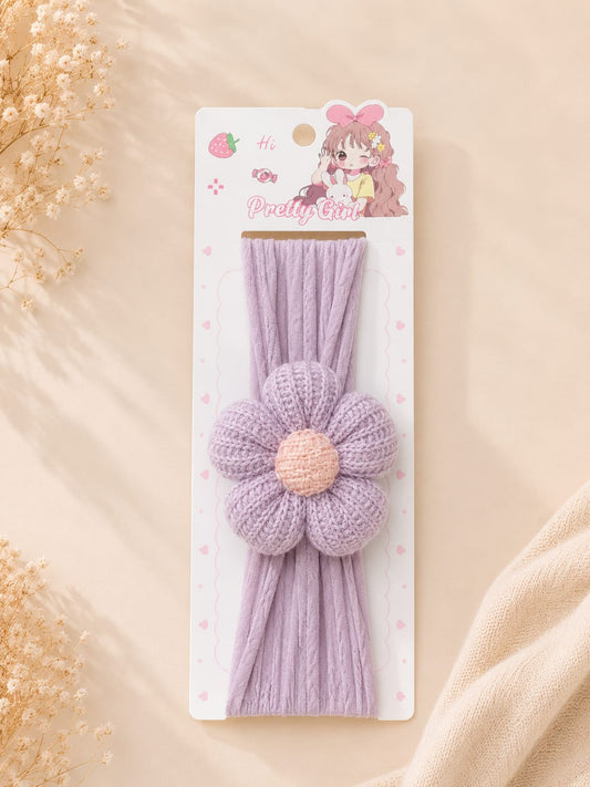 Baby Girls Lavender Daisy Flower Nylon Headband | Soft Stretch Floral Hair Band | Cute Baby Hair