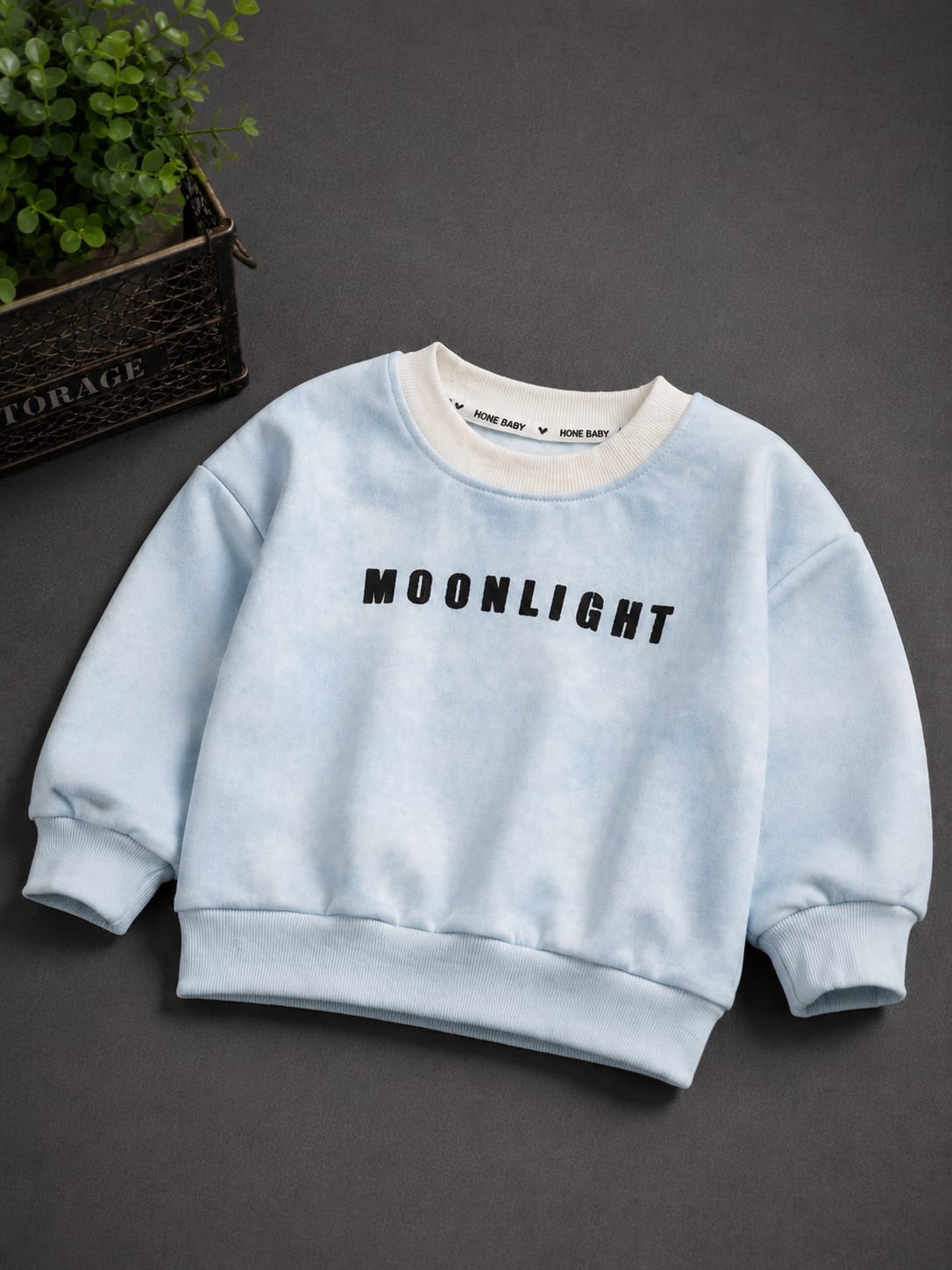 Kids Moonlight Printed Fleece Sweatshirt | Sky Blue | Soft Winter Wear | 1–5 Years