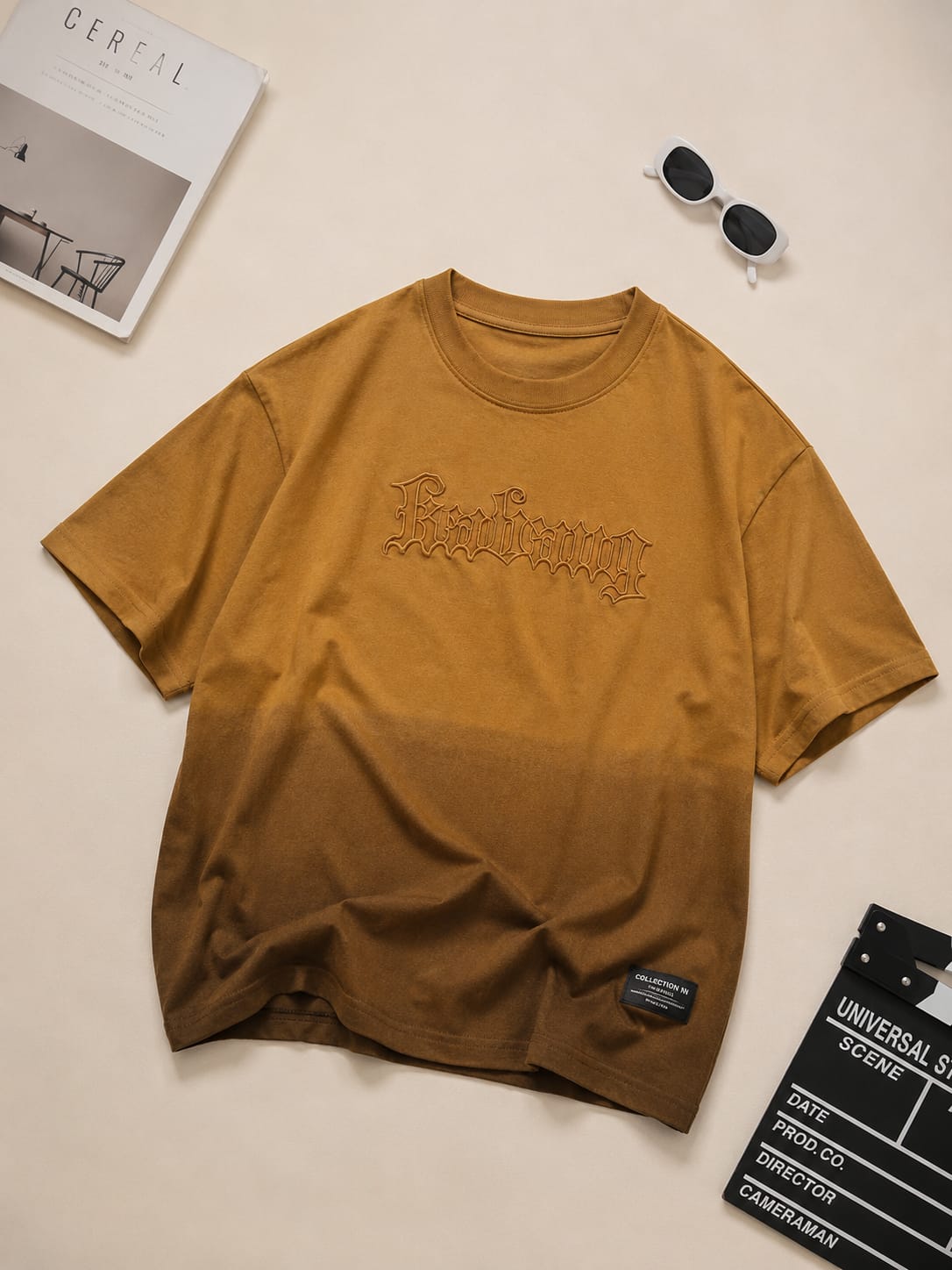 Boys Brown Embossed Oversized T-Shirt | Premium Korean Streetwear | 6-9 Years