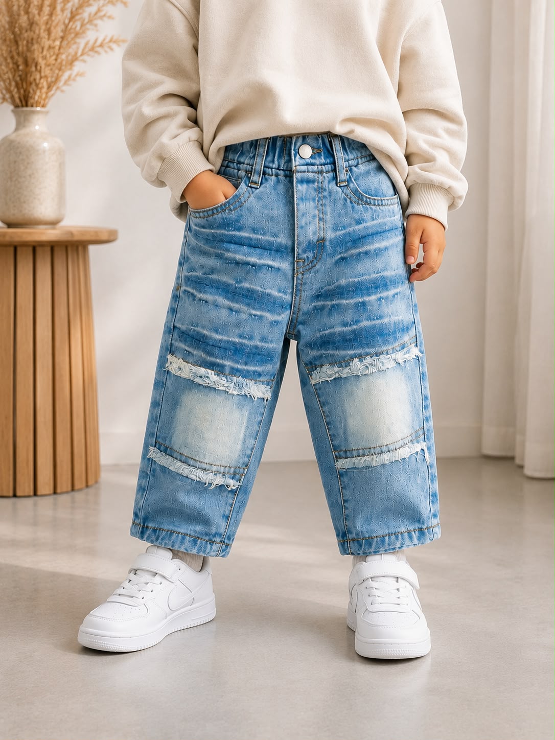 Wanster Boys Light Blue Distressed Denim Jeans | Premium Casual Denim Pants | Size 18–26