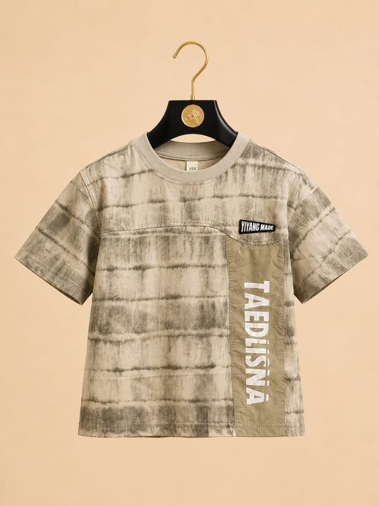 Boys Beige Oversized T-Shirt | Korean Streetwear | 5-9 Years
