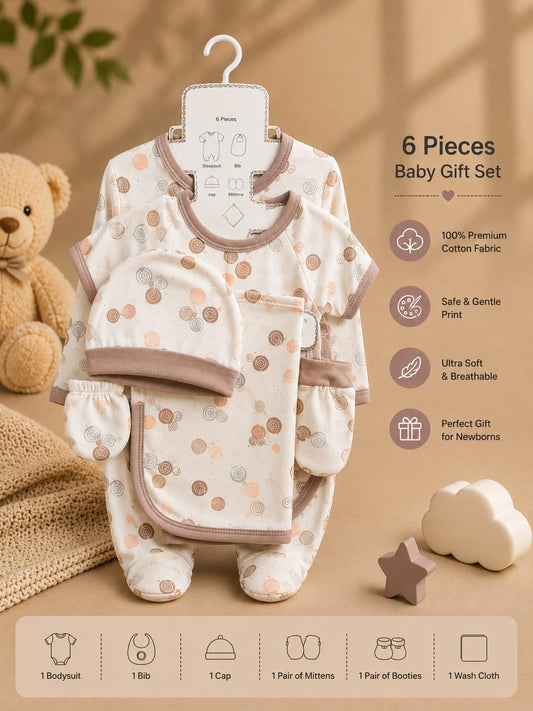 Newborn 6-Piece Baby Gift Set | Premium Cotton Clothing Set | 0–6 Months