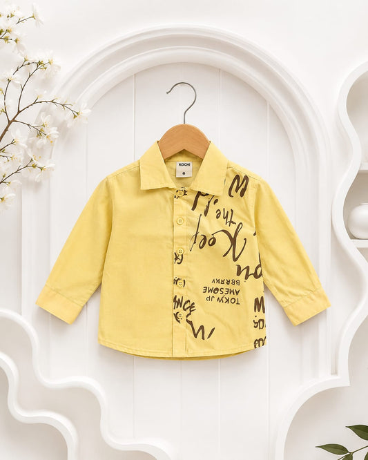 Boys Yellow Printed Casual Cotton Shirt | Premium Korean Style | 1-5 Years