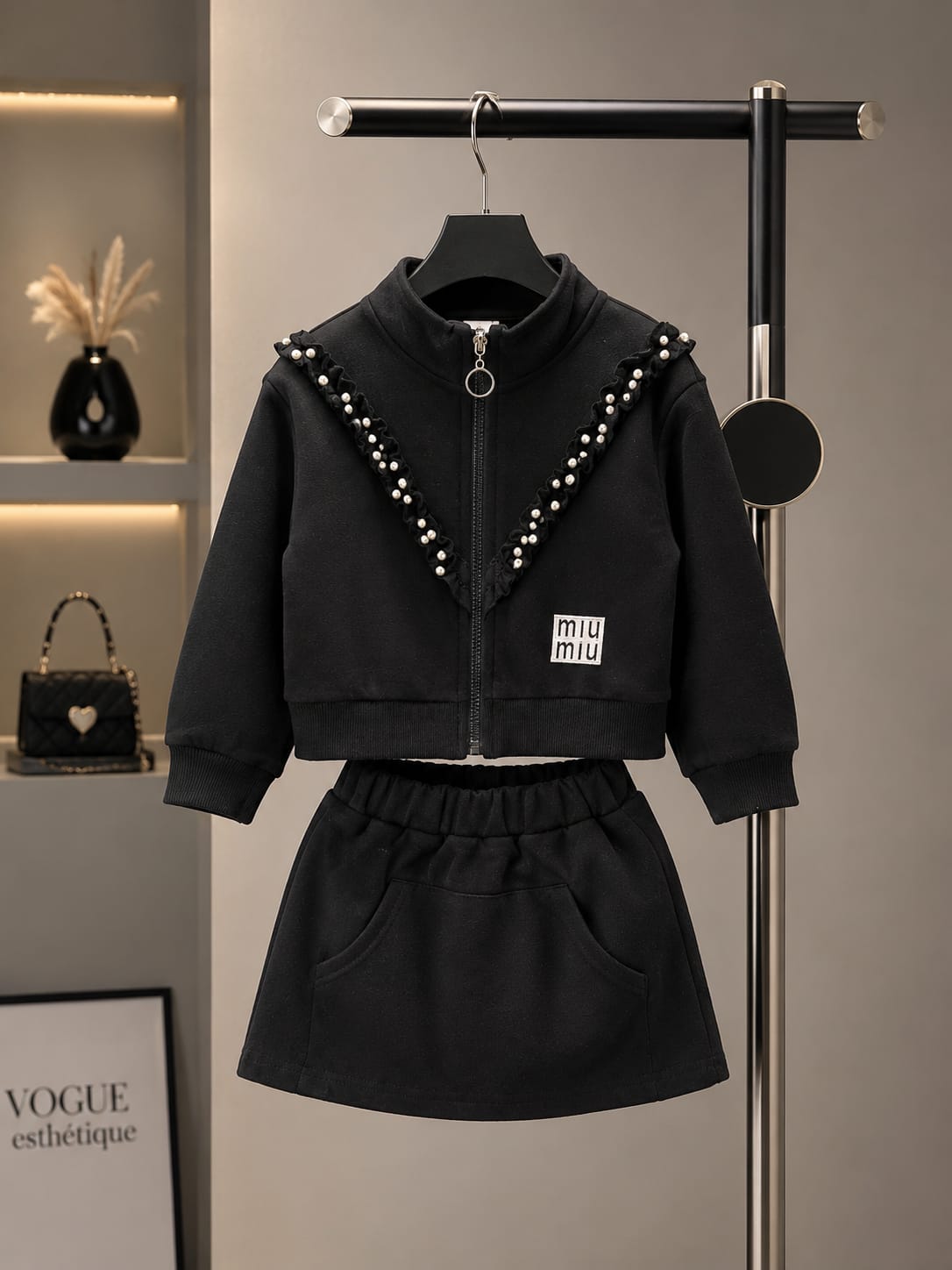 Girls Pearl Frill Jacket & Skirt Co-Ord Set | Premium 2-Piece Outfit | 1–6 Years