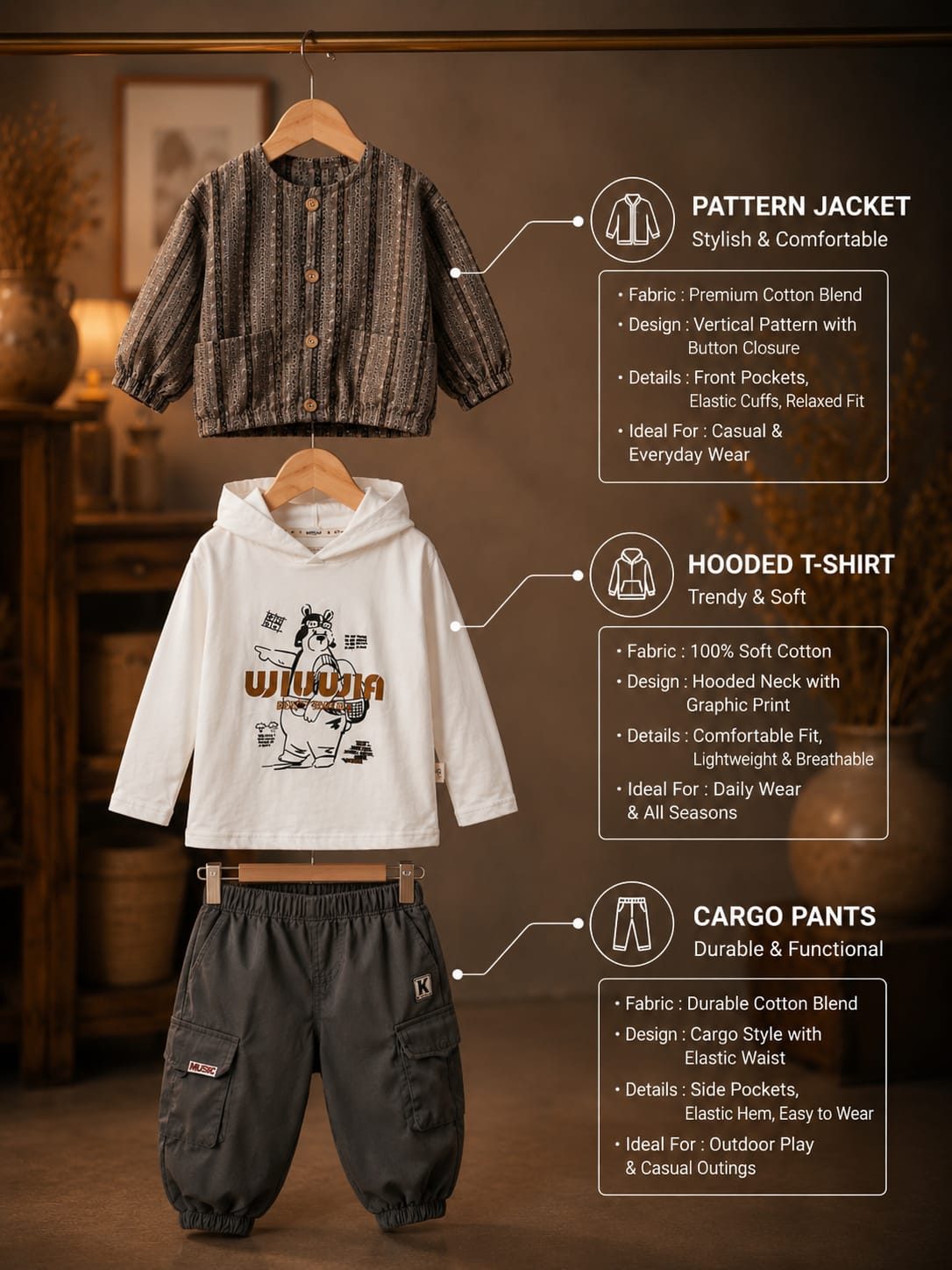 Girls Premium Hoodie Shirt & Cargo Jogger Co-Ord Set | All Season Casual Outfit | Grey | Sizes 18–26