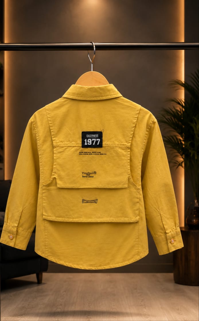 Premium Boys Mustard Full Sleeve Cotton Shirt | Casual Party Wear | Sizes 2–7 Years