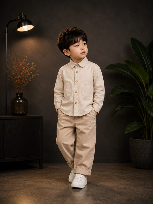 Premium Boys Solid Cotton Full Sleeve Shirt | Classic Casual & Party Wear | Sizes 1–5 Years