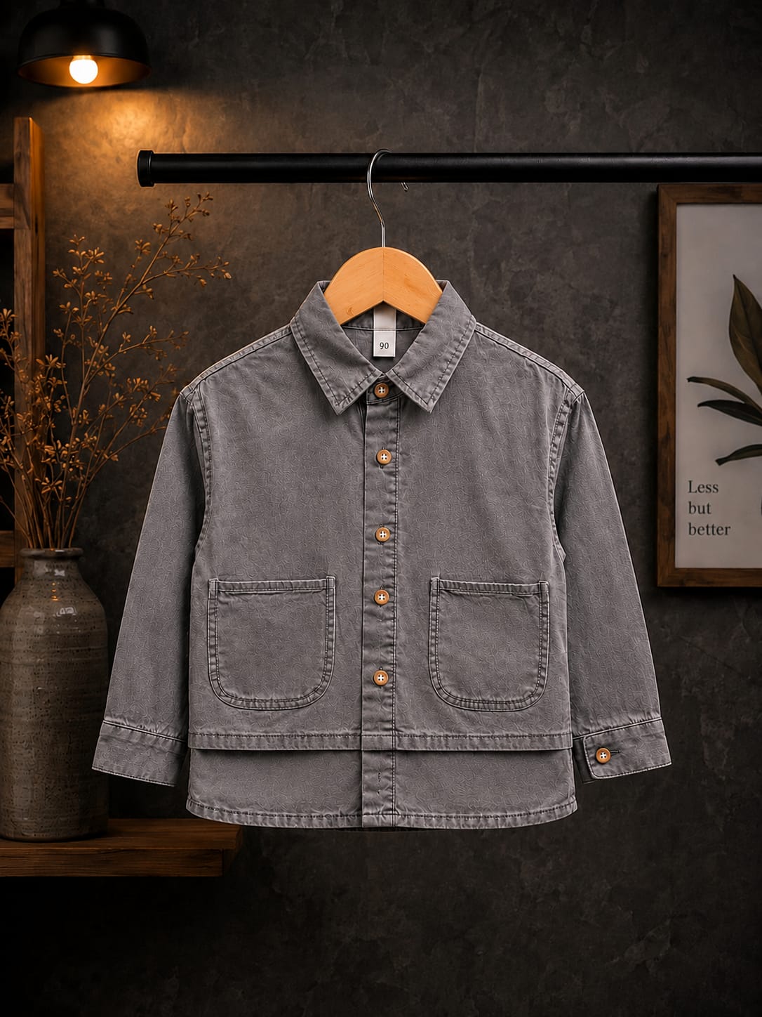 Premium Boys Grey Cotton Full Sleeve Shirt | Casual & Party Wear | Sizes 2–7 Years