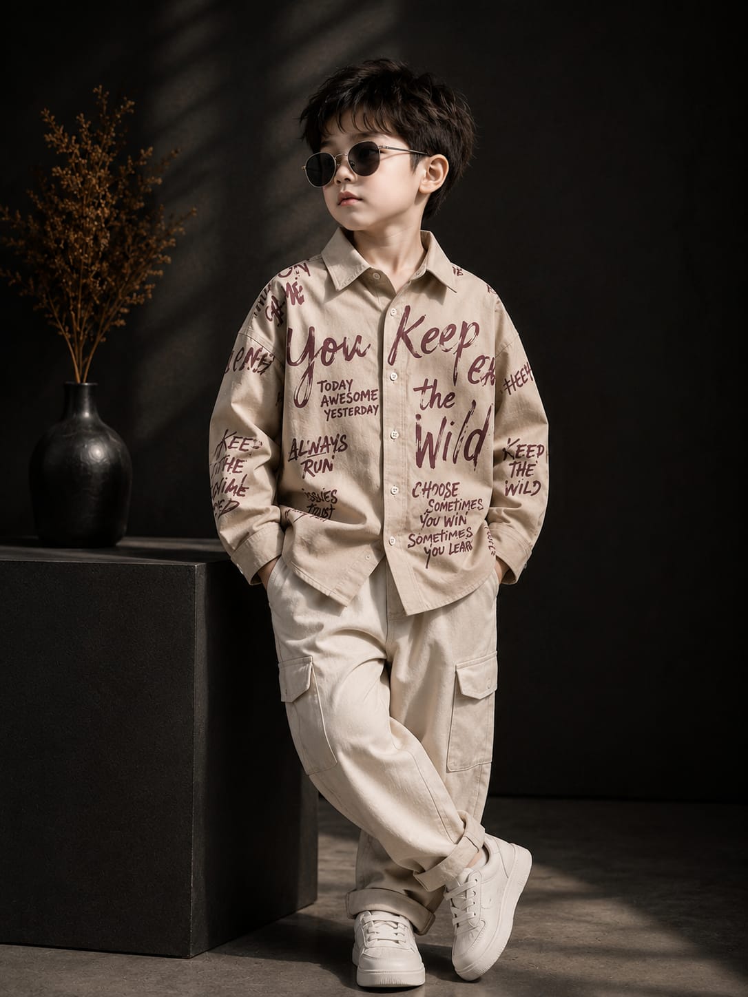 Boys Premium Graphic Print Casual Shirt | Full Sleeve Cotton Blend Statement Shirt | Ages 4–10 Years