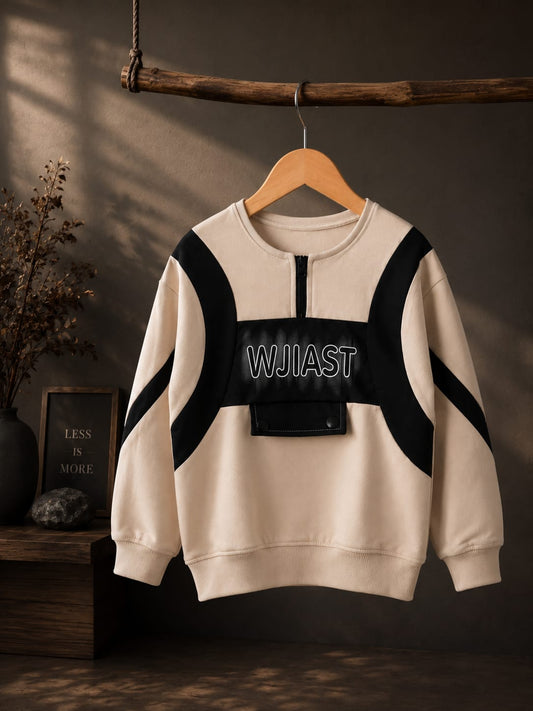 Boys Premium Color Block Sweatshirt | Full Sleeve Casual Cotton Blend Pullover | Ages 6–12 Years