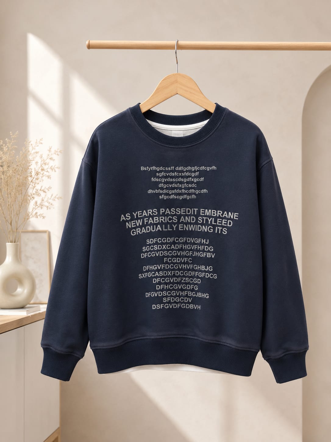 Boys Premium Printed Cotton Fleece Sweatshirt | Full Sleeve Casual Wear | Navy Blue | 6–12 Years