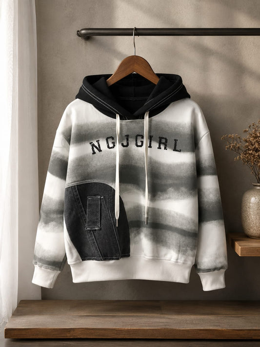Boys Tie-Dye Hoodie Sweatshirt with Denim Patch | Premium Casual Hooded Sweatshirt | All Season | Sizes 18–26