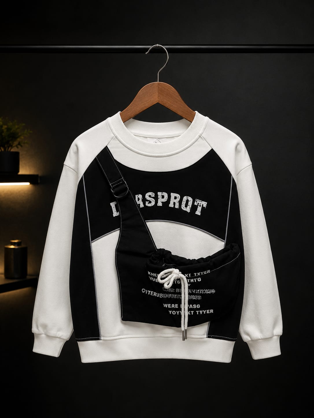 Boys Premium Crossbody Pocket Sweatshirt | Casual Streetwear Crew Neck Sweatshirt | All Season | Sizes 18–26