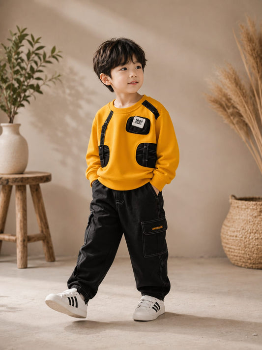 Boys Premium Utility Pocket Sweatshirt | Stylish Casual Cotton Sweatshirt | All Season Wear | Size 18-26