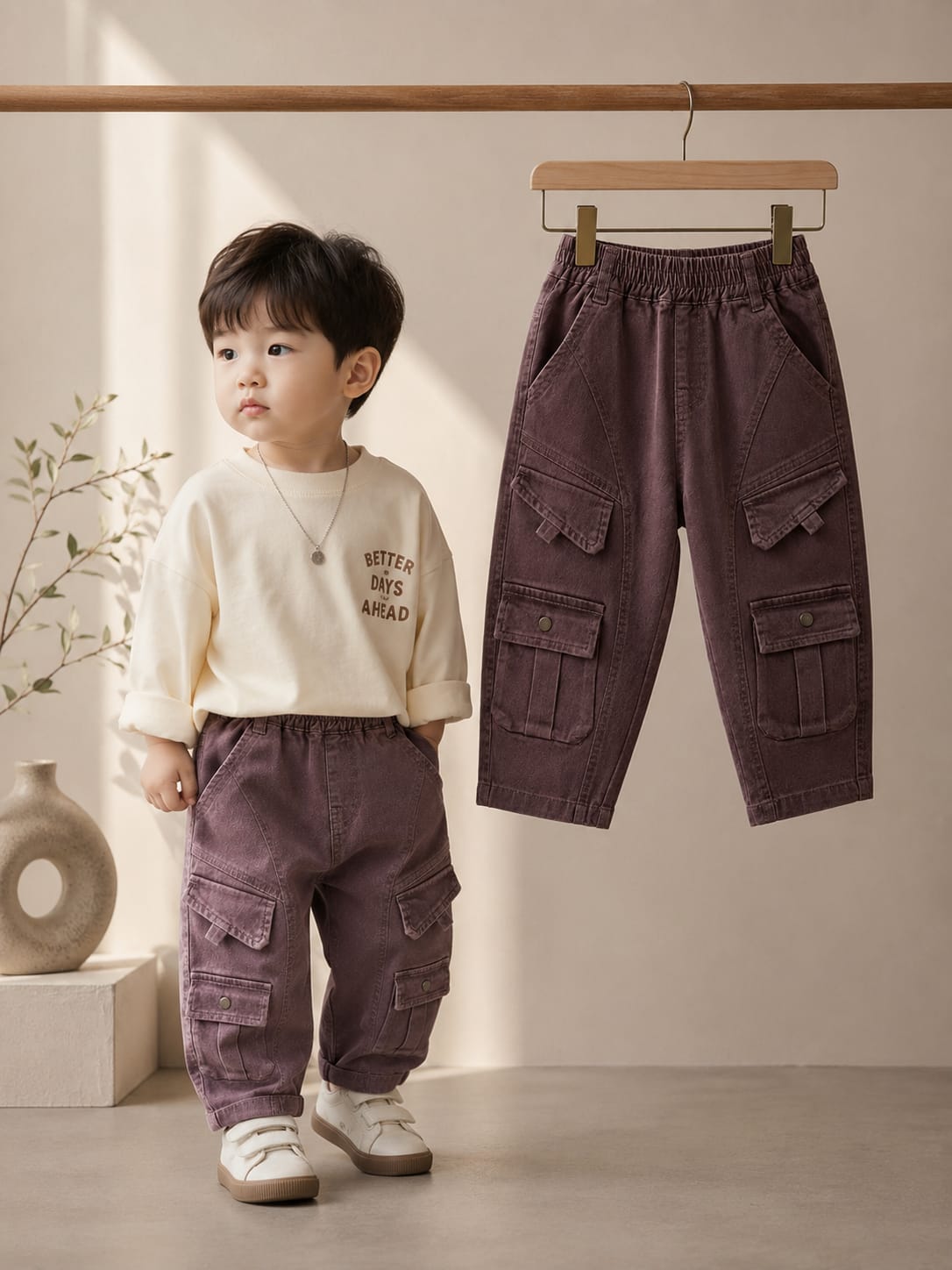 Kids Premium Cargo Pants | Multi Pocket | Elastic Waist | Size 18-26