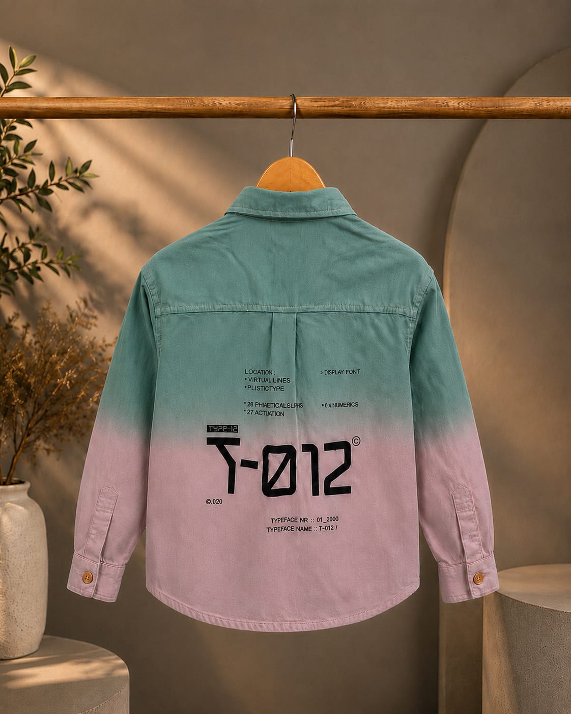 Premium Boys Green & Pink Ombre Cotton Full Sleeve Shirt | Casual & Party Wear | Sizes 2–7 Years