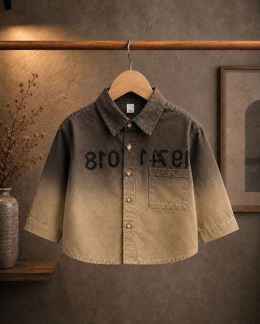 Premium Boys Brown & Beige Ombre Cotton Full Sleeve Shirt | Casual & Party Wear | Sizes 2–7 Years