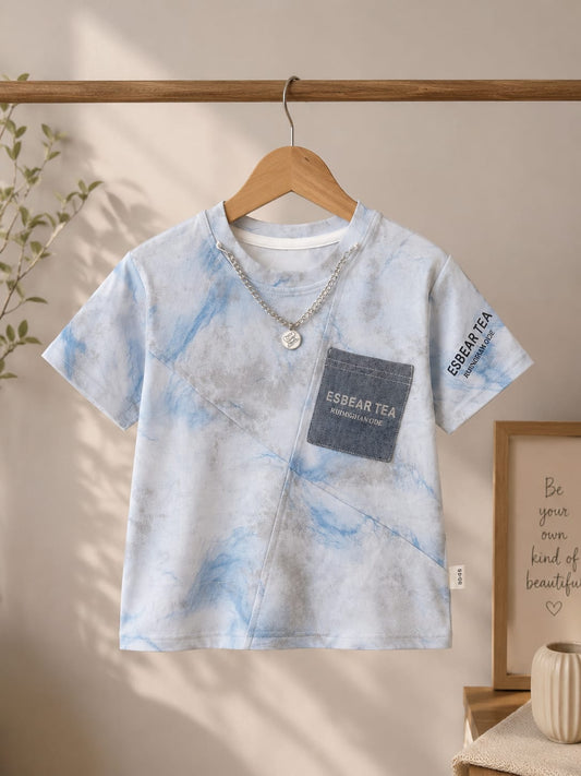 Boys Premium Tie-Dye Printed Half Sleeve Cotton T-Shirt with Pocket Design | Casual Round Neck Tee | All Season Wear (18-26)