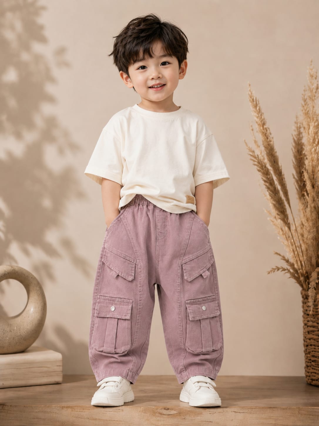 Kids Premium Cargo Pants | Multi Pocket | Elastic Waist | Size 18-26