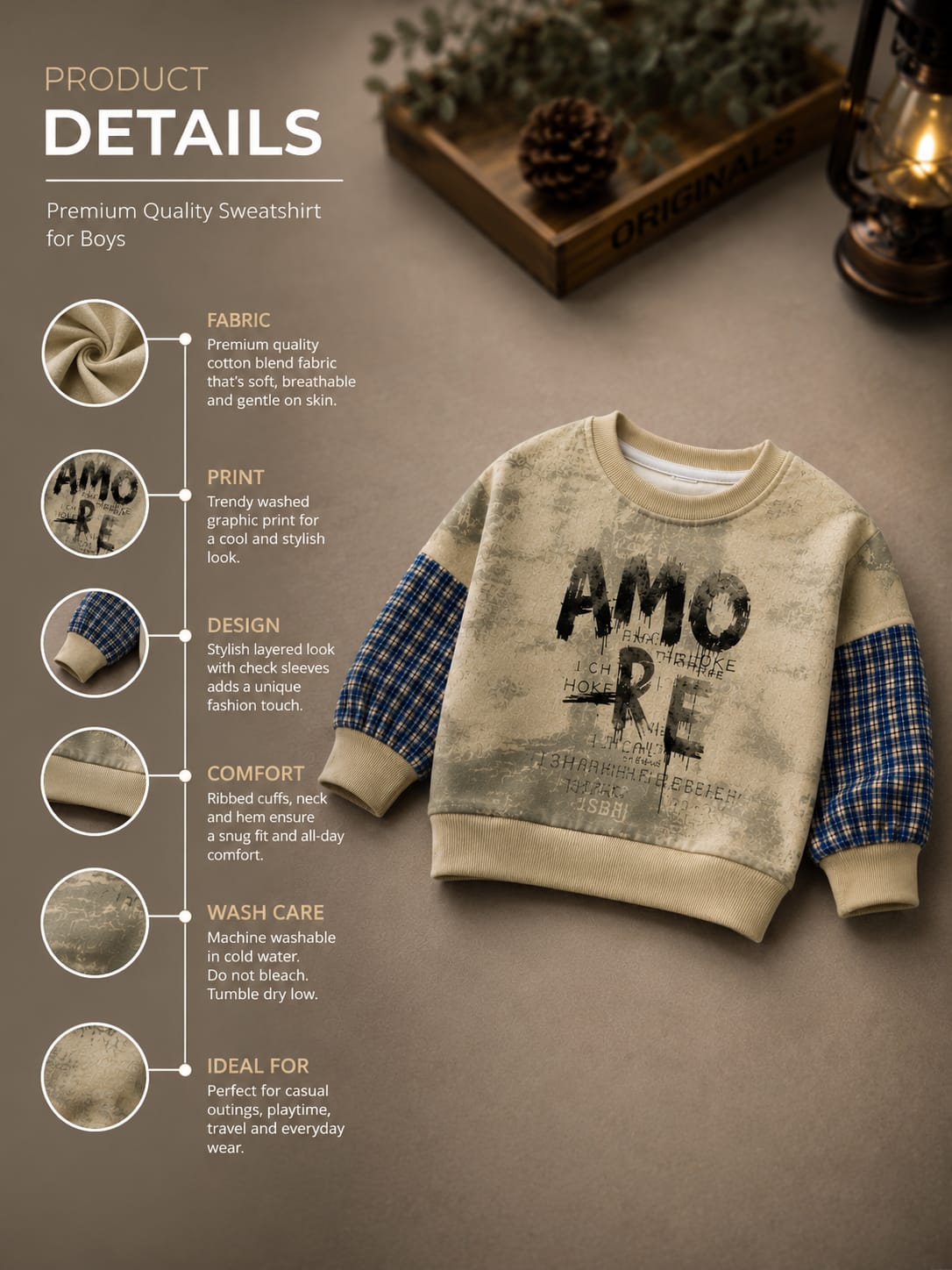 Kids All Season Graphic Print Full Sleeve Sweatshirt | Soft Casual Wear for Boys | Size 18–26