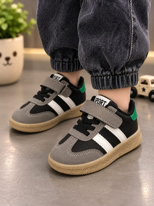 Kids Casual Sports Shoes – Black & Grey | EU 22–26