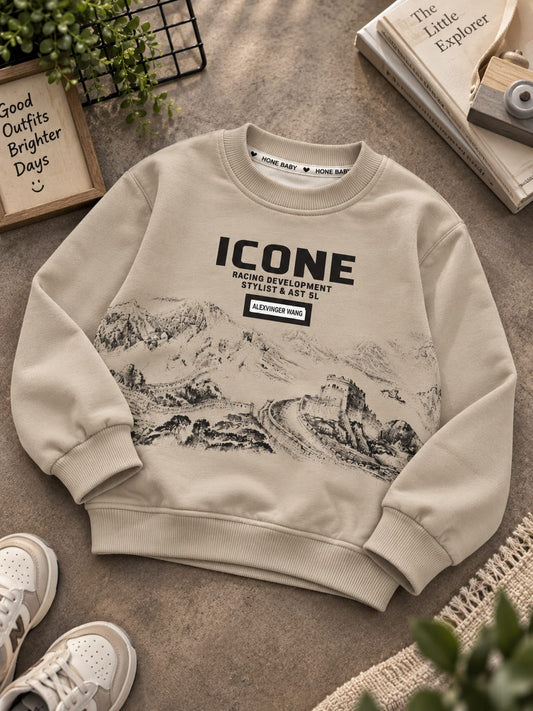 Kids Premium Printed Sweatshirt | Mountain Graphic Casual Sweatshirt | Sizes 6 Monthsβ5 Years