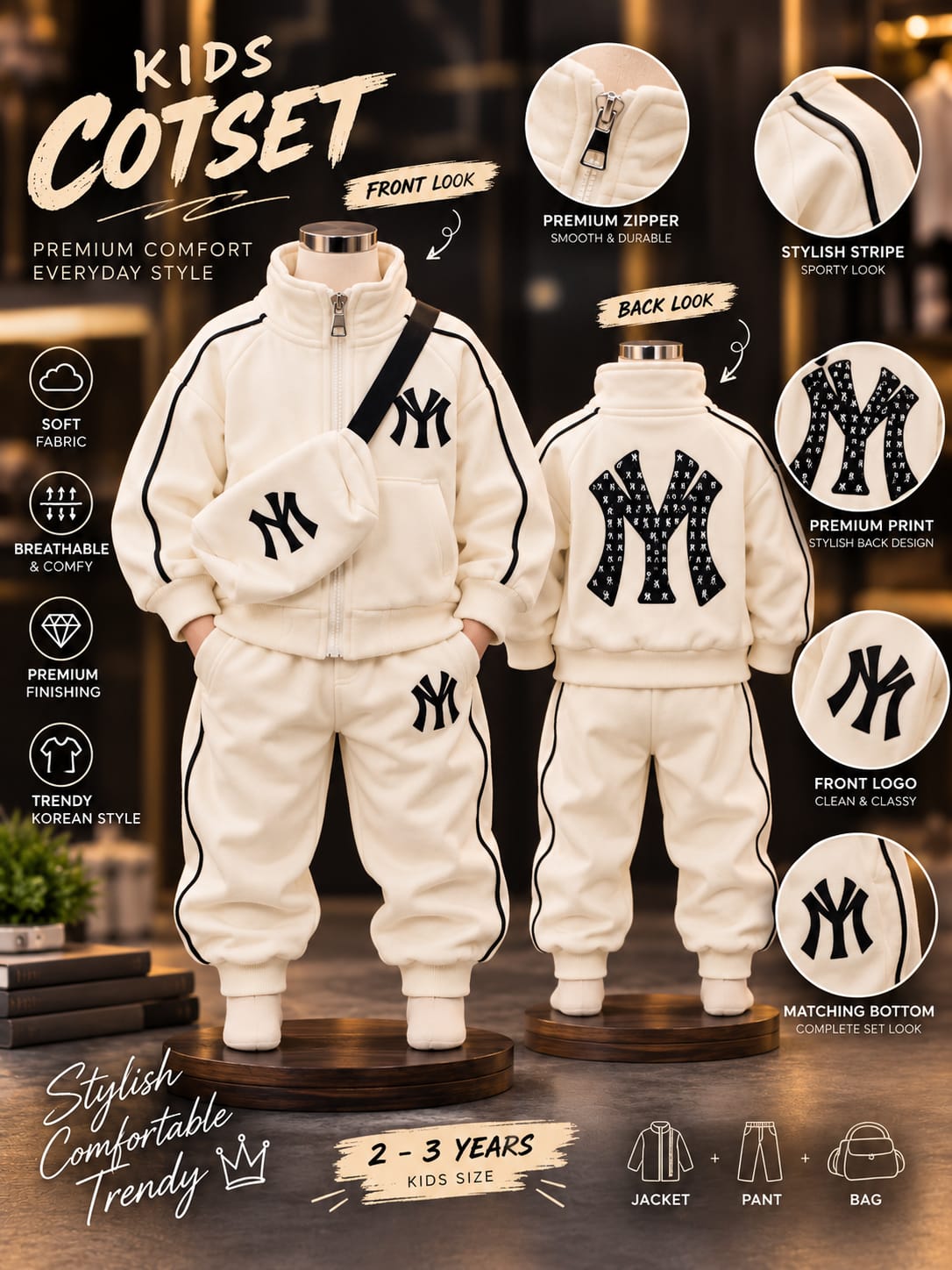 Kids Premium Varsity Tracksuit Set | Stylish Jacket & Joggers | Casual Sporty Wear | Sizes 18–26