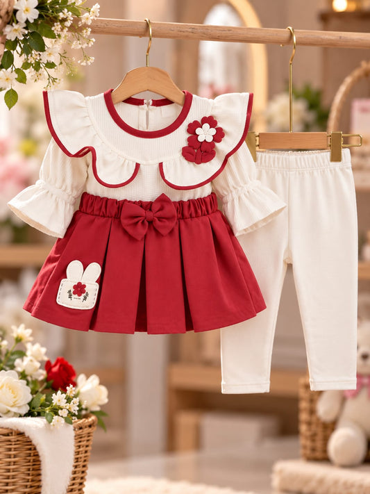 Baby Girls 2-Piece Floral Set | Ruffle Top & Full Pants | Cute Partywear Outfit | Sizes 0–9 Months