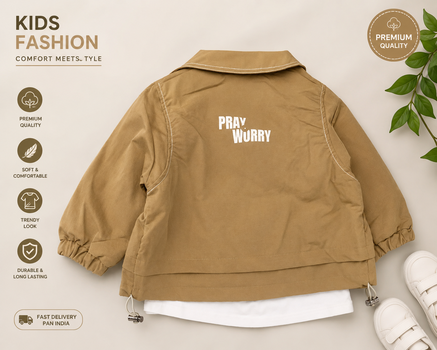 Boys Premium Casual Jacket with White T-Shirt (2–7 Years)
