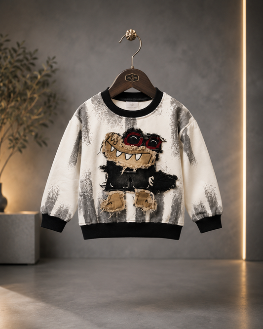 Monster Patch Kids Sweatshirt | Premium Cotton Winter Sweatshirt for Boys | 1-6 Years