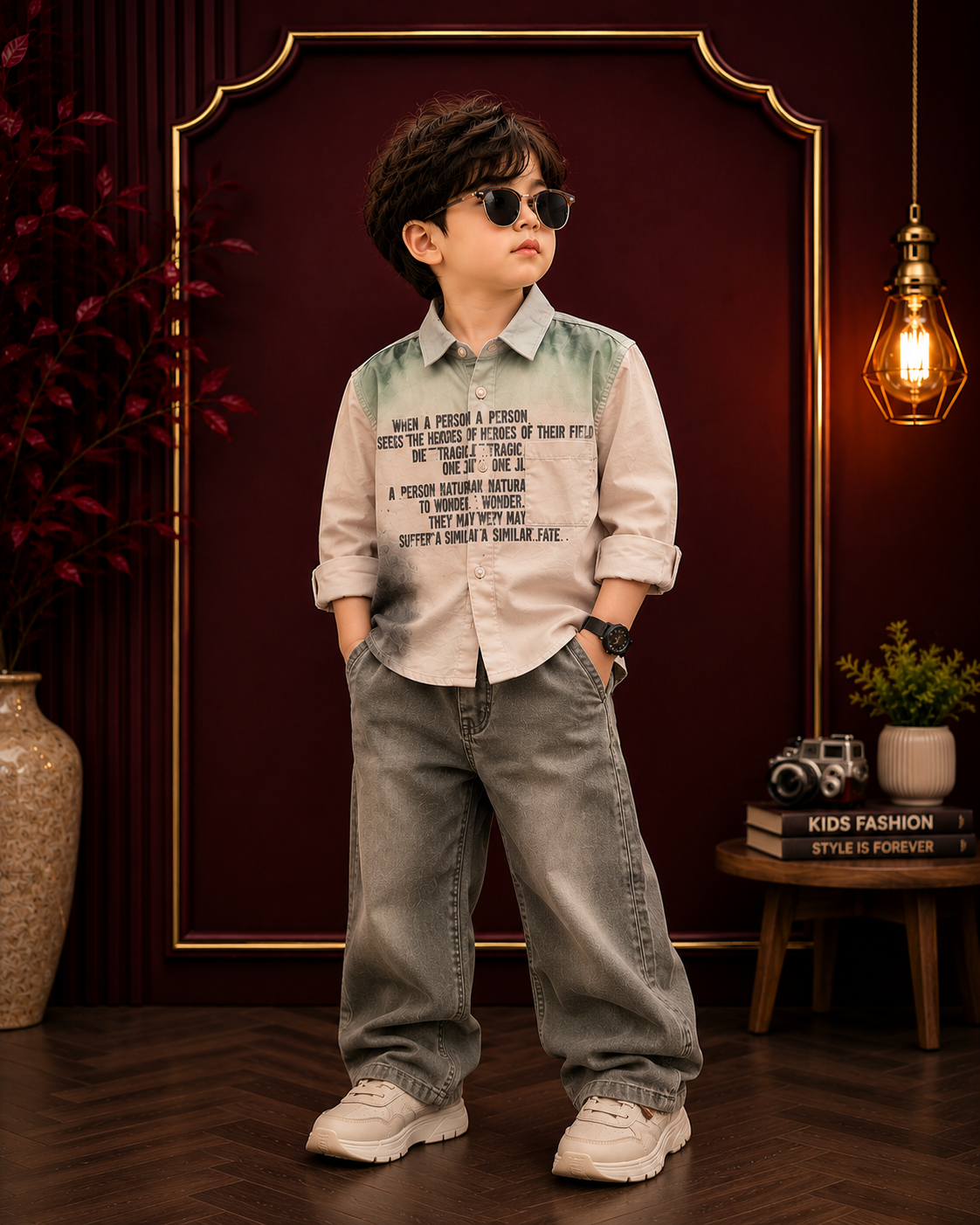 Boys Ombre Printed Cotton Casual Shirt | Premium Korean Style | 2-7 Years