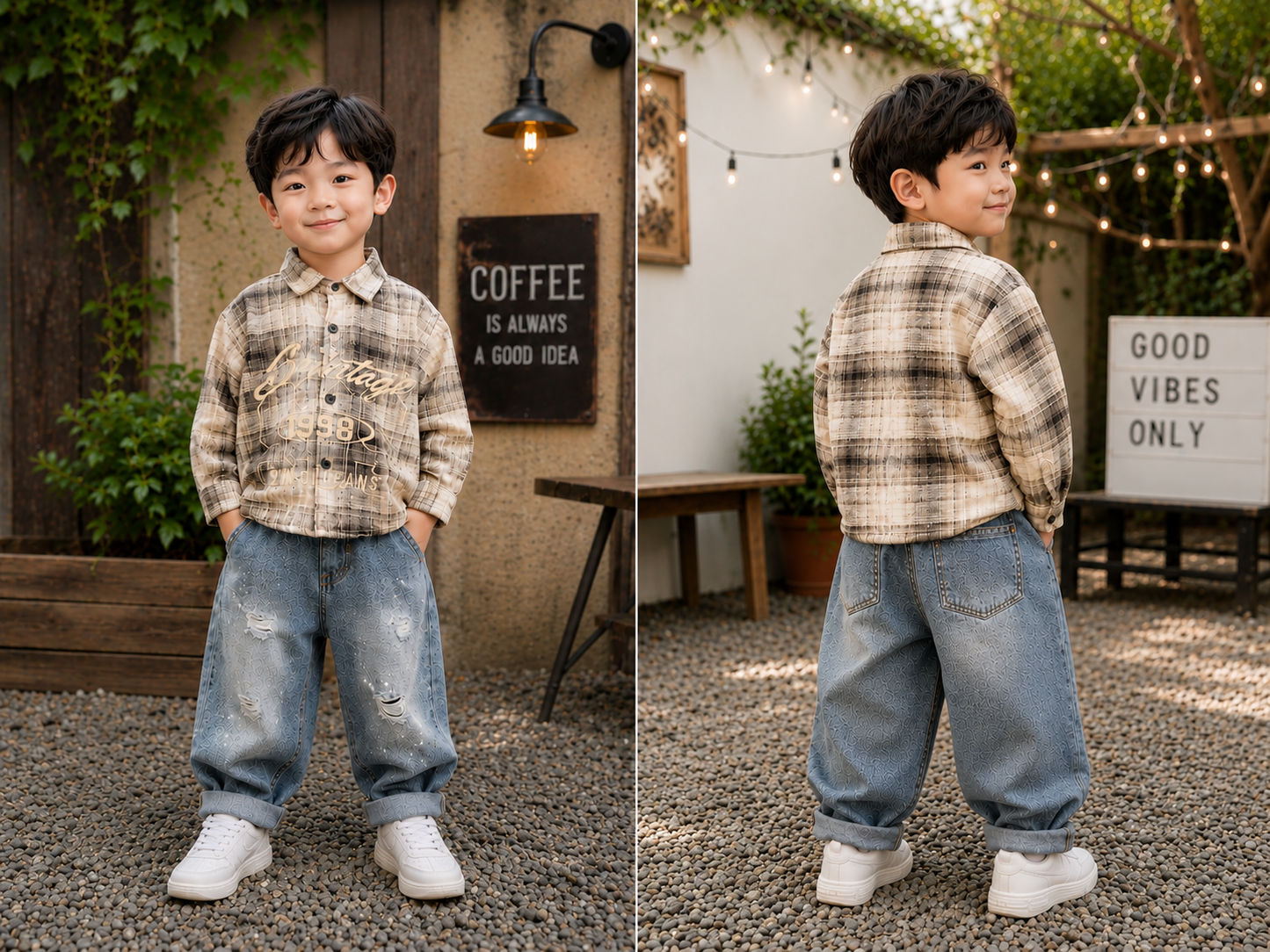 Vintage Printed Boys Full Sleeve Cotton Shirt | Casual Korean Style | 1-5 Years