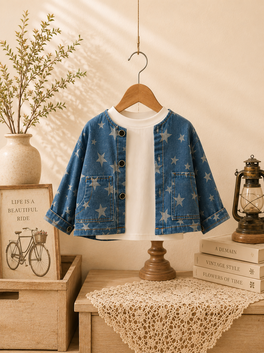 Boys Blue Star Print Denim Jacket | Premium Kids Denim Jacket | Age 2-7 Years