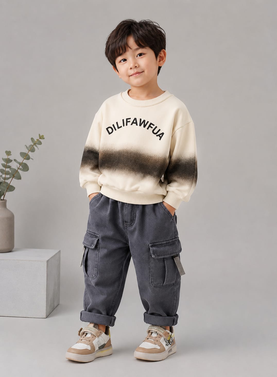 BOYS PREMIUM CREAM OMBRE SWEATSHIRT | SIZES 18–26