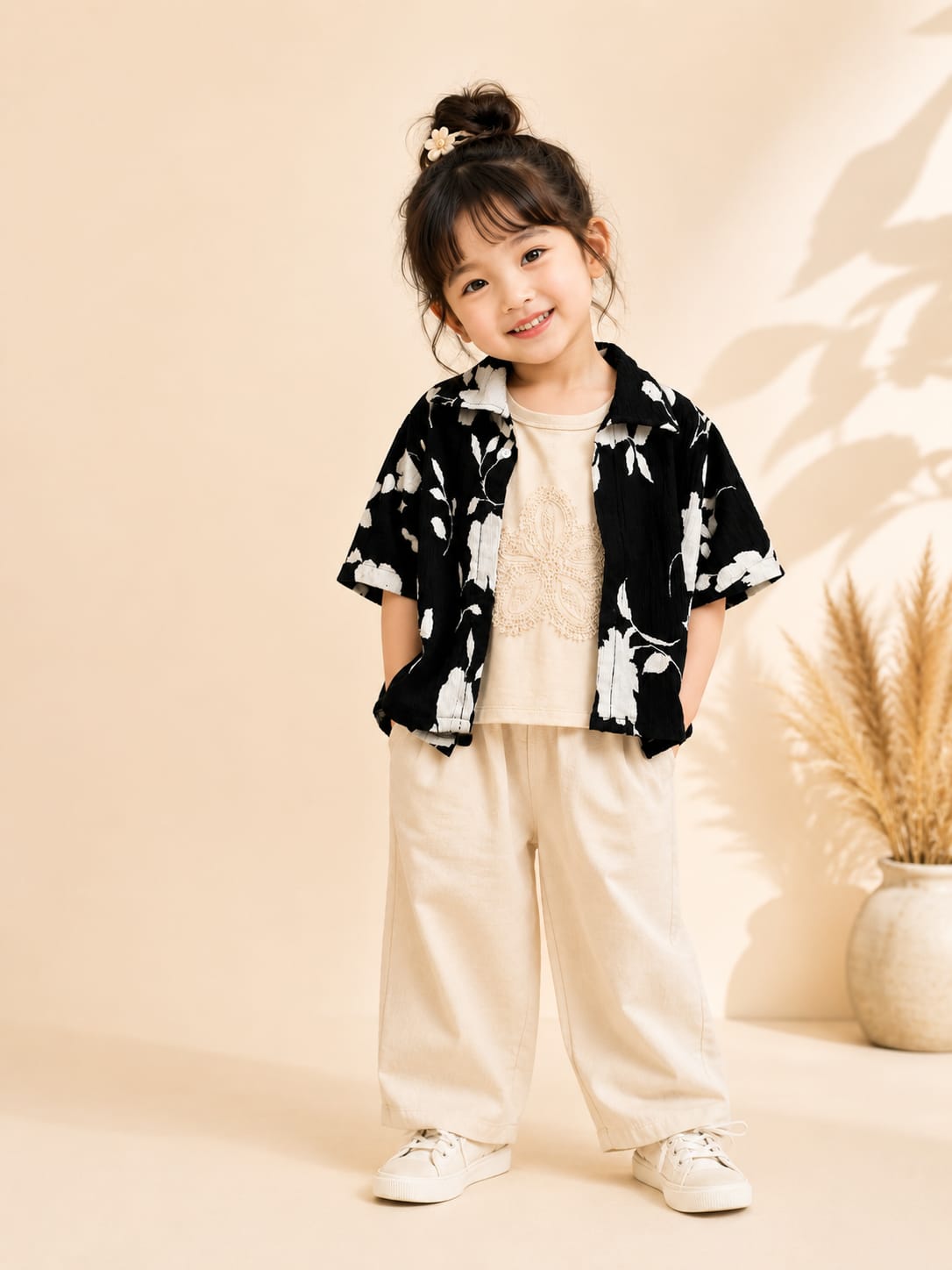 GIRLS PREMIUM BLACK PRINTED 2-PCS TOP  | SIZES 18–26