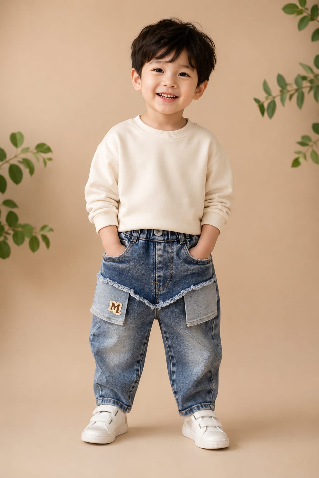 Boys Premium Baggy Jeans | Mid Blue Denim | Korean Streetwear | Size 18–26