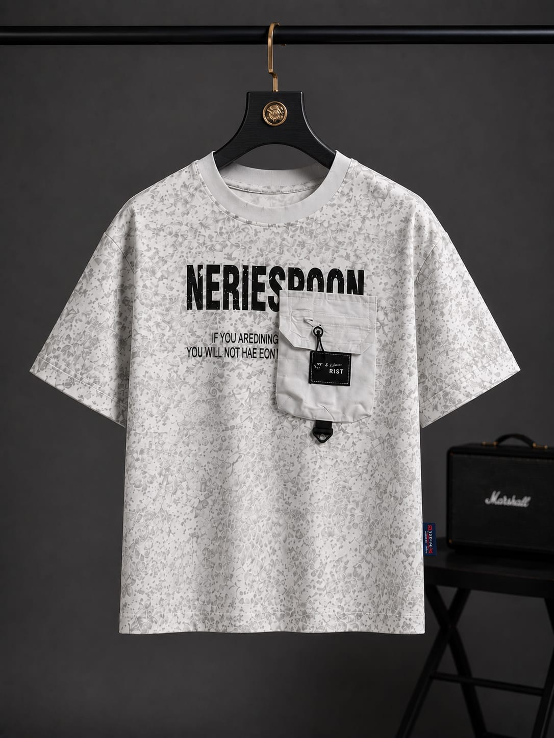 Boys White Utility Pocket Printed Oversized T-Shirt | Korean Streetwear | 5-10 Years