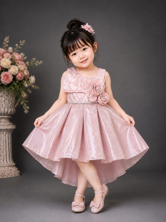 Girls Premium Pink High-Low Party Wear Frock – Designer Princess Dress | Size 16–22