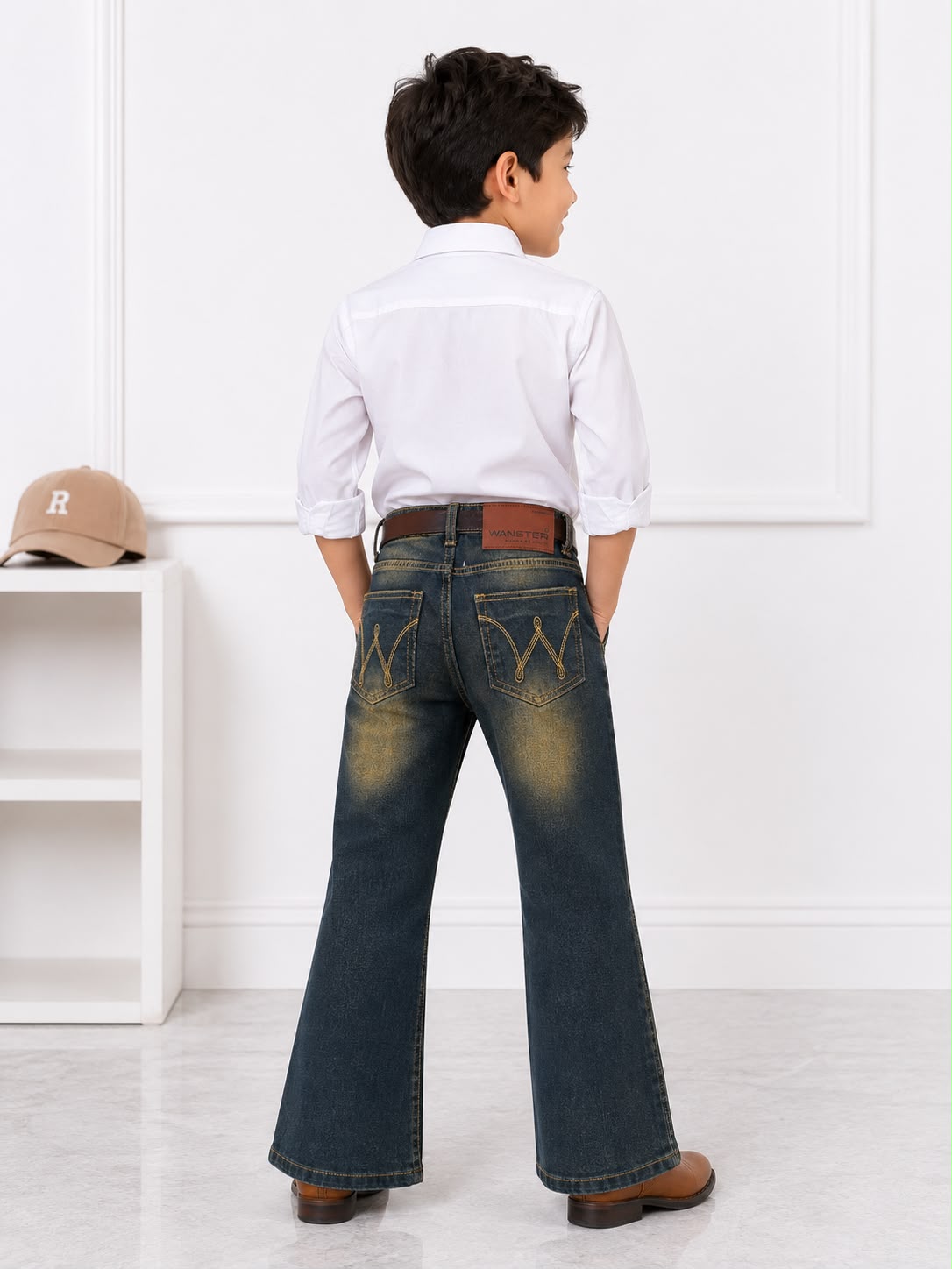 Boys Premium Vintage Wash Boot Cut Denim Jeans | Stylish Kids Bootcut Jeans | Size 26–36
