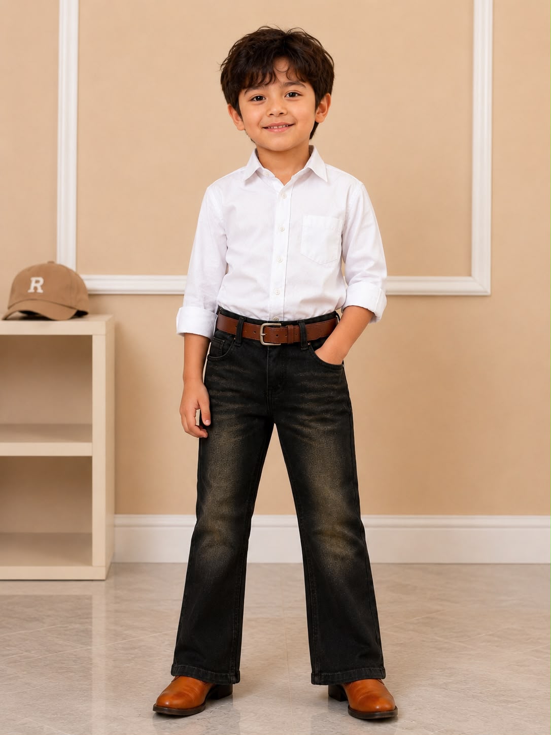 Boys Premium Black Wash Boot Cut Denim Jeans | Stylish Kids Bootcut Jeans | Size 26–36