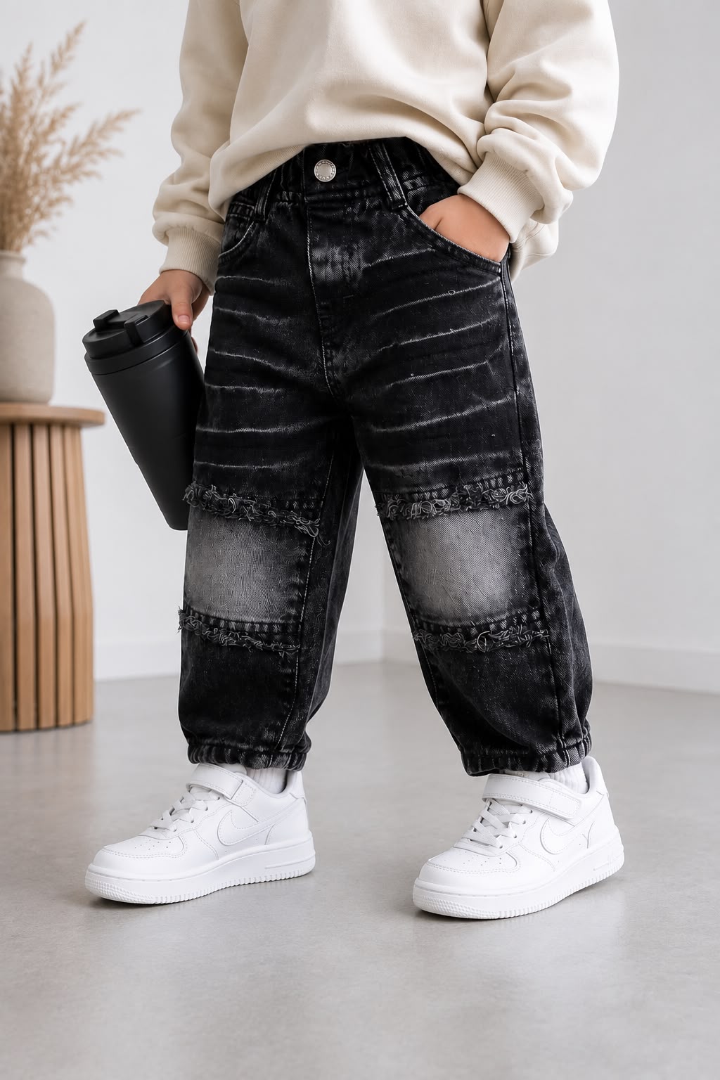 Wanster Boys Black Acid Wash Denim Jeans | Premium Stretch Denim | Size 18–26