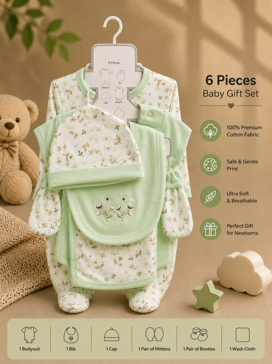 Premium Newborn 6-Piece Baby Clothing Gift Set | Soft Cotton | 0–6 Months